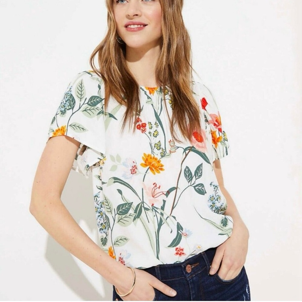 Floral short sleeve top LOFT small